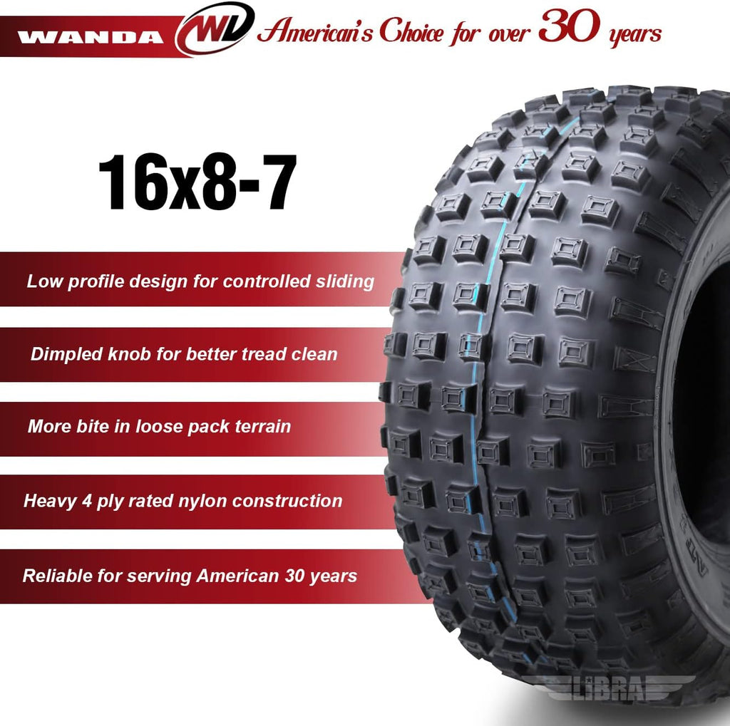 Set of 2 16x8-7 4PR ATV Tires Z56162