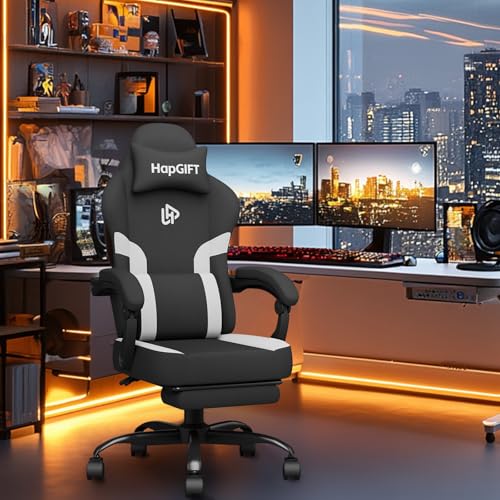 Black-Grey Ergonomic Computer Chair with Footrest and Massage Lumbar Support E371964