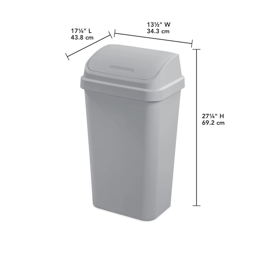 13 Gallon Black Plastic Swing Top Trash Can L2416