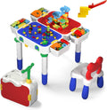 Kids Play Table & Chair Set with Storage, 331pcs Building Blocks and Marble Run A29474