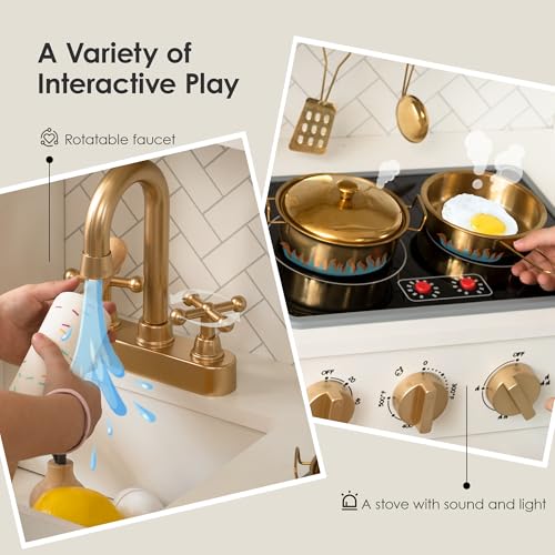 Wooden Play Kitchen with 15 Accessories Q223