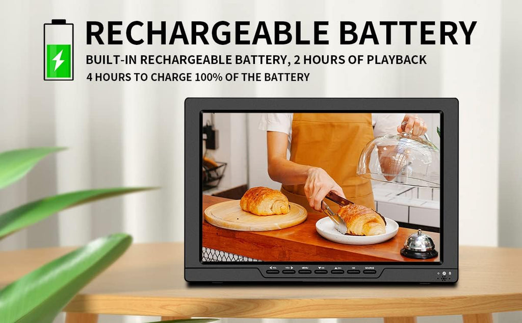 13.3 Inch Portable TV with ATSC Digital TV, Rechargeable Battery, HDMI Input Y5867