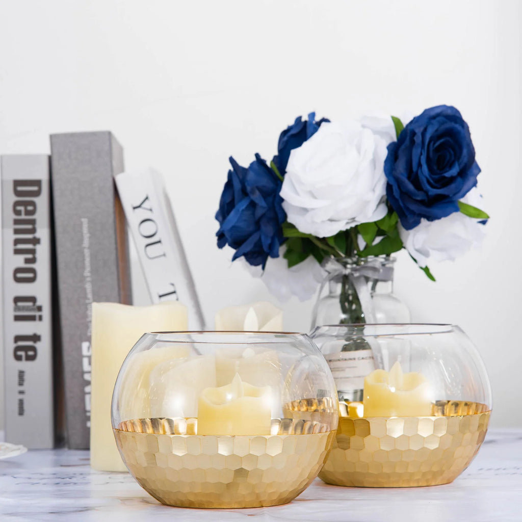 4.5" Gold Glass Candle Holders S7524