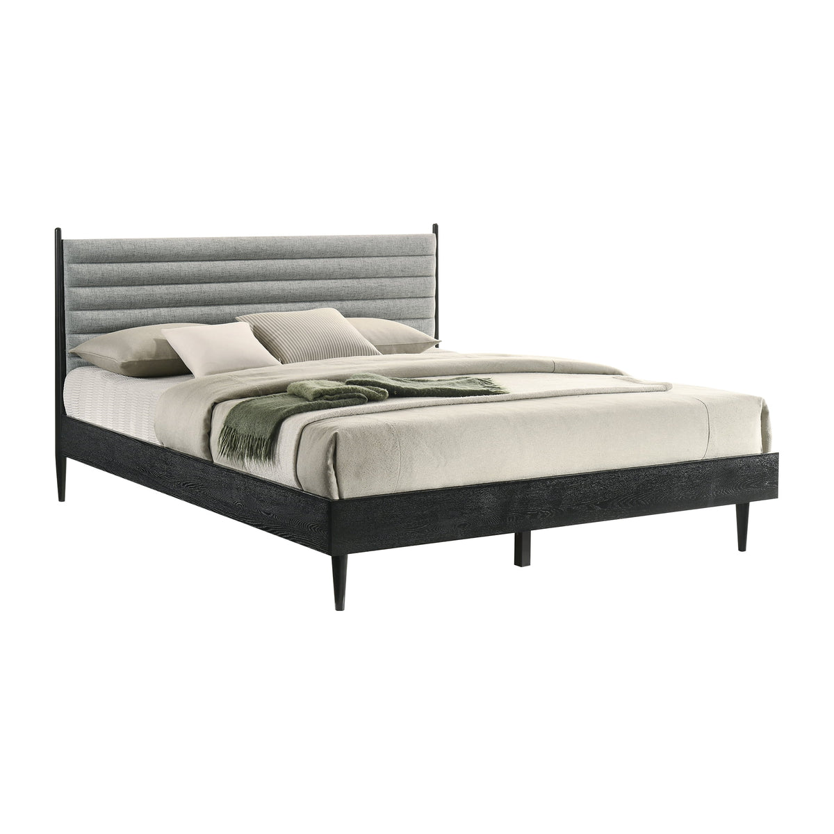 King Platform Wood Bed Frame Black Q453
