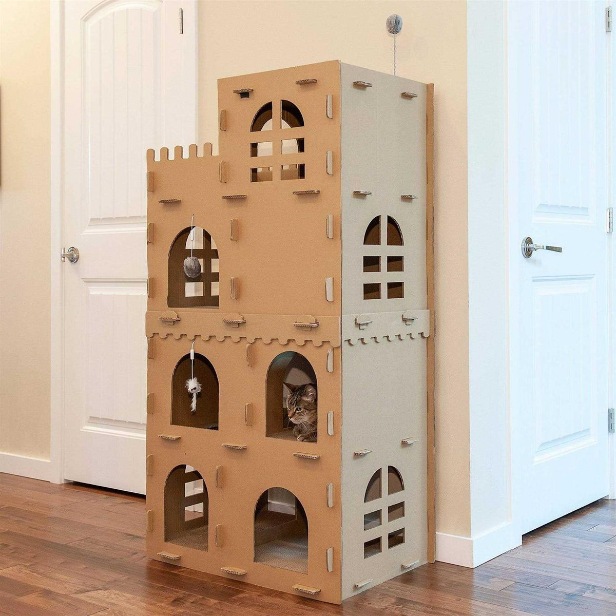 Corrugated Cat Scratcher House with Catnip Y688658