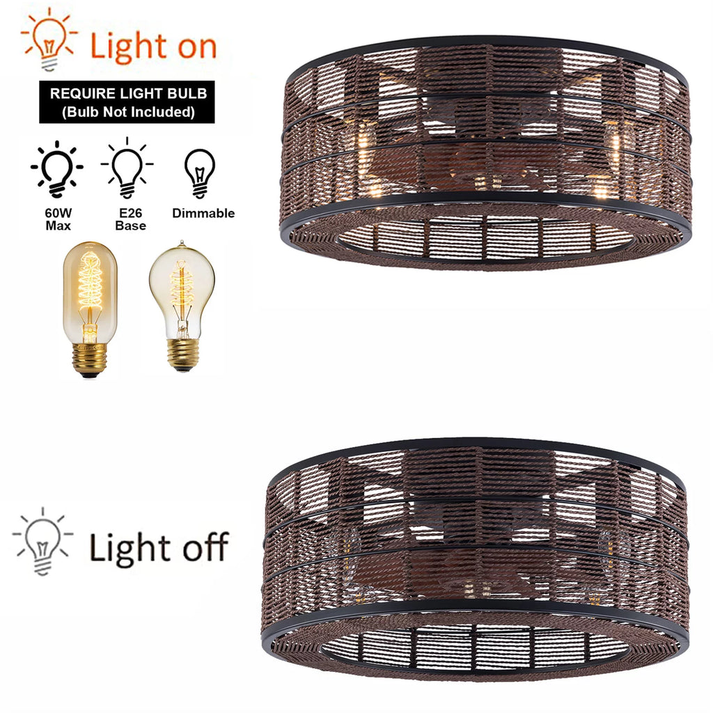 18.5 Inch Black Caged Ceiling Fan with Light H172344