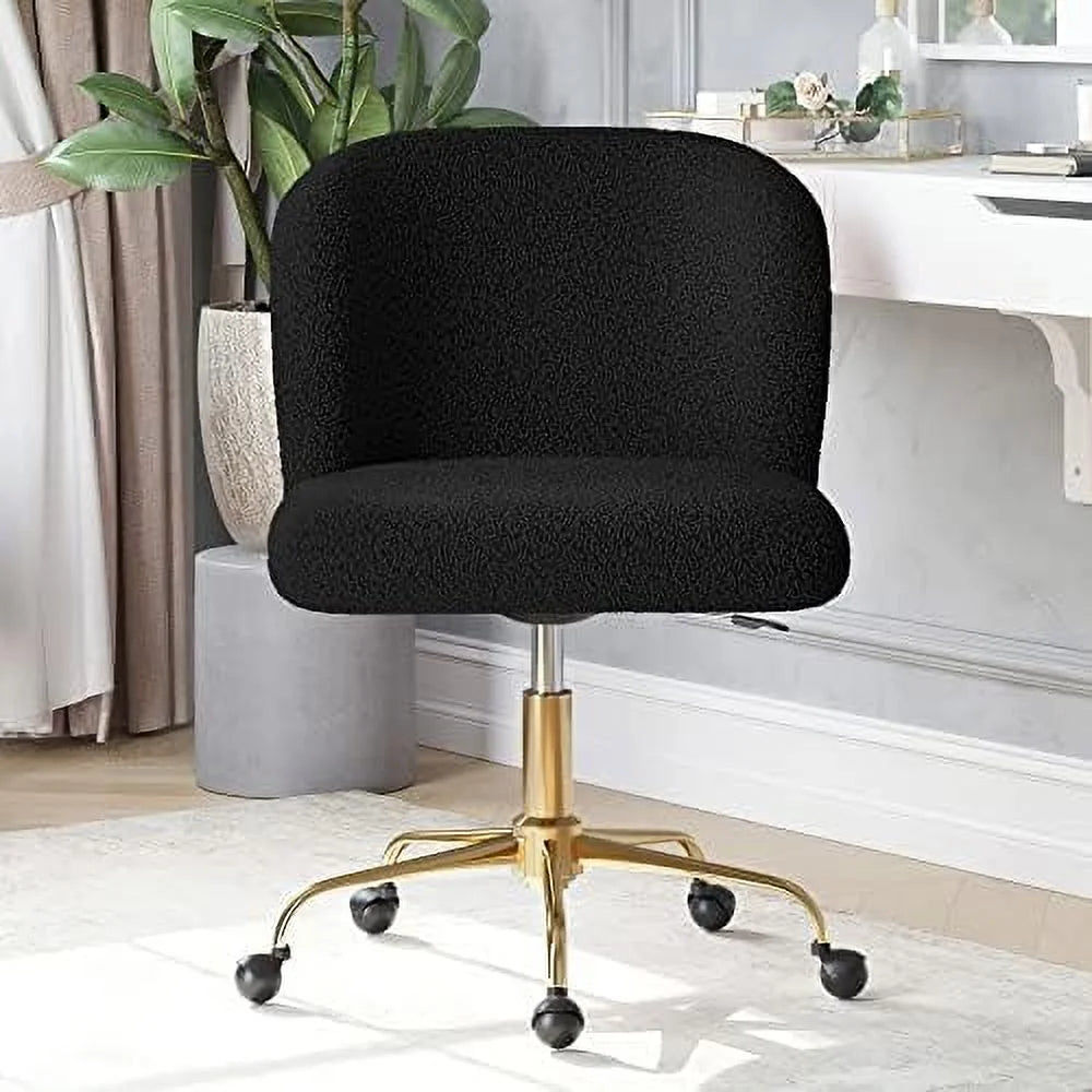 White Upholstered Boucle Office Chair with Arms B201219