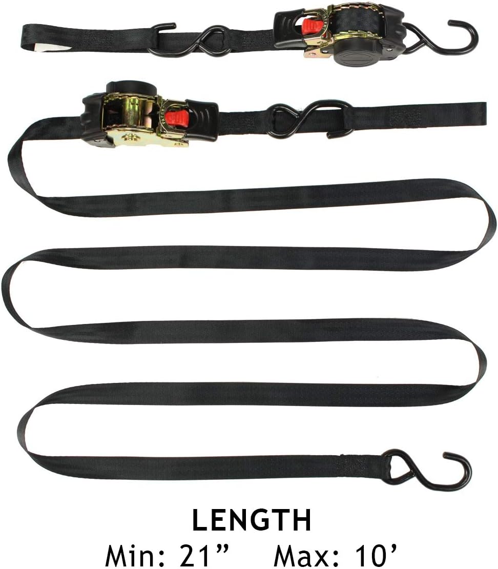 2 Auto Retract Ratchet Straps 1 x 10' Retractable Cargo Tie-Downs W849