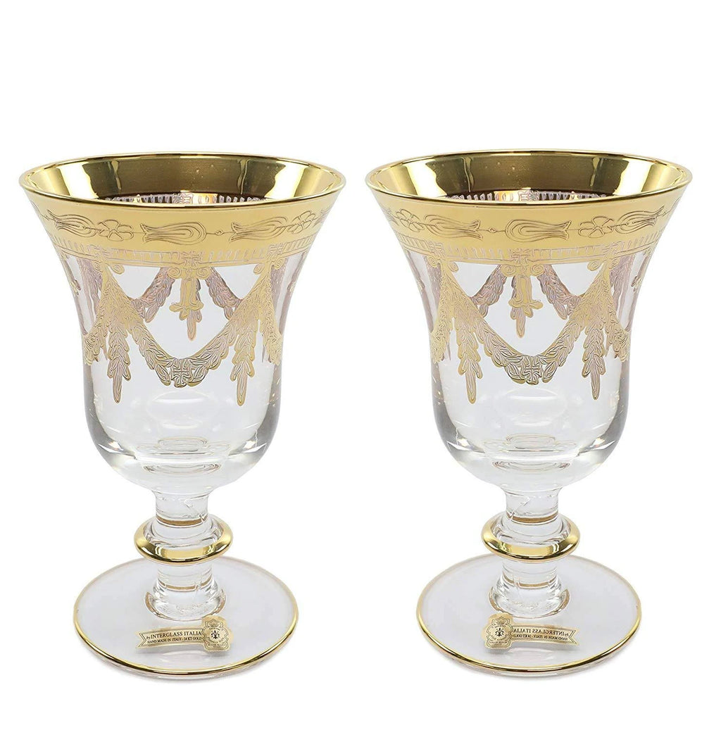 Wine 2-pc Crystal Glasses 24K Gold G763