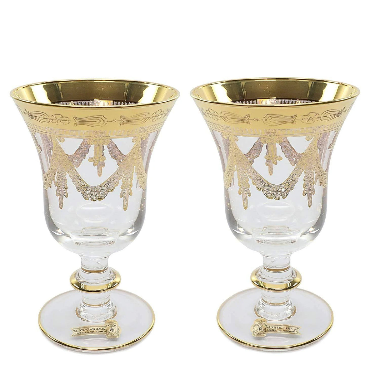 Wine 2-pc Crystal Glasses 24K Gold G763
