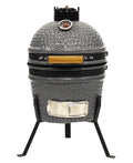 9.8-inch Ceramic Charcoal BBQ Grill with Thermometer and Stainless Steel Grate K66274