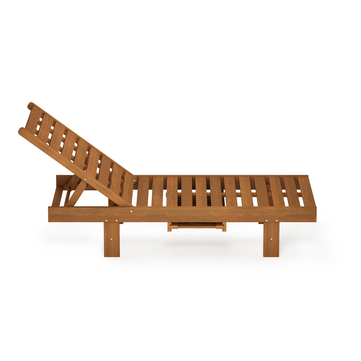 Natural Hardwood Outdoor Sun Lounger with Tray J83718