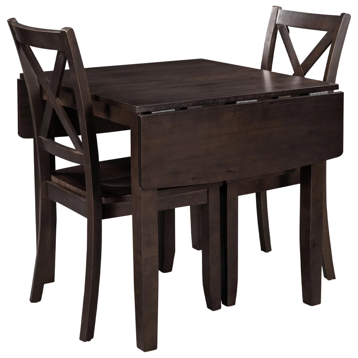 3-Piece Wood Drop Leaf Dining Table Set with 2 Chairs U846164