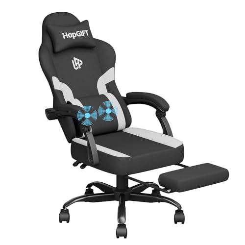 Black-Grey Ergonomic Computer Chair with Footrest and Massage Lumbar Support E371964