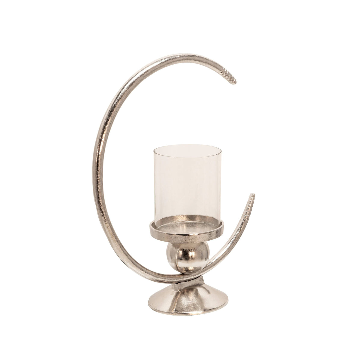 19 in. Aluminum Ring Candle Holder with Glass C821