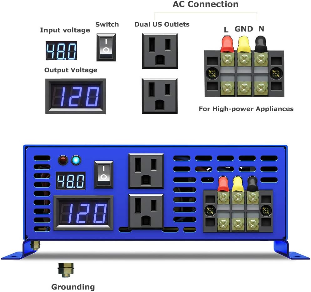 Pure Sine Wave 4000 watt Power Inverter 48V to 110v 120V A9433