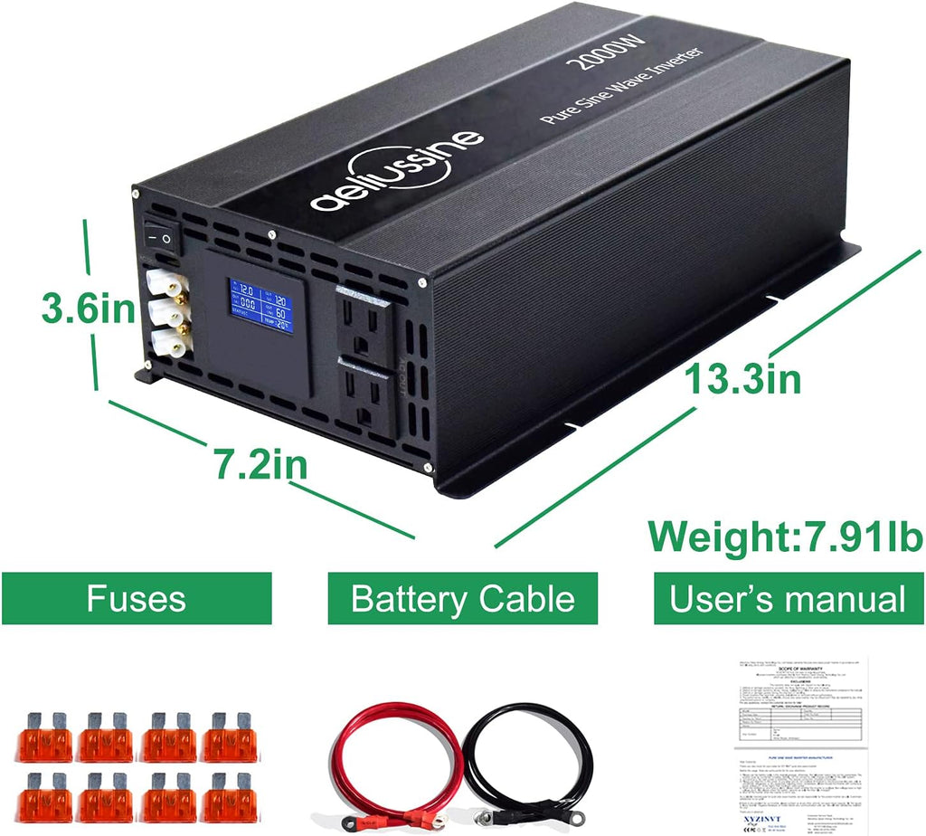 2000 watt Pure Sine Wave Power Inverter 24v dc to ac 110v 120v V228
