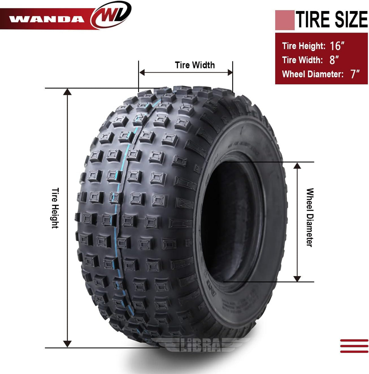 Set of 2 16x8-7 4PR ATV Tires Z56162