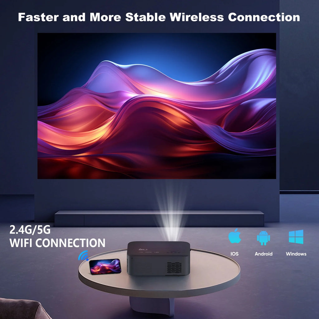 5G WiFi Bluetooth Native 1080P LCD Projector B386