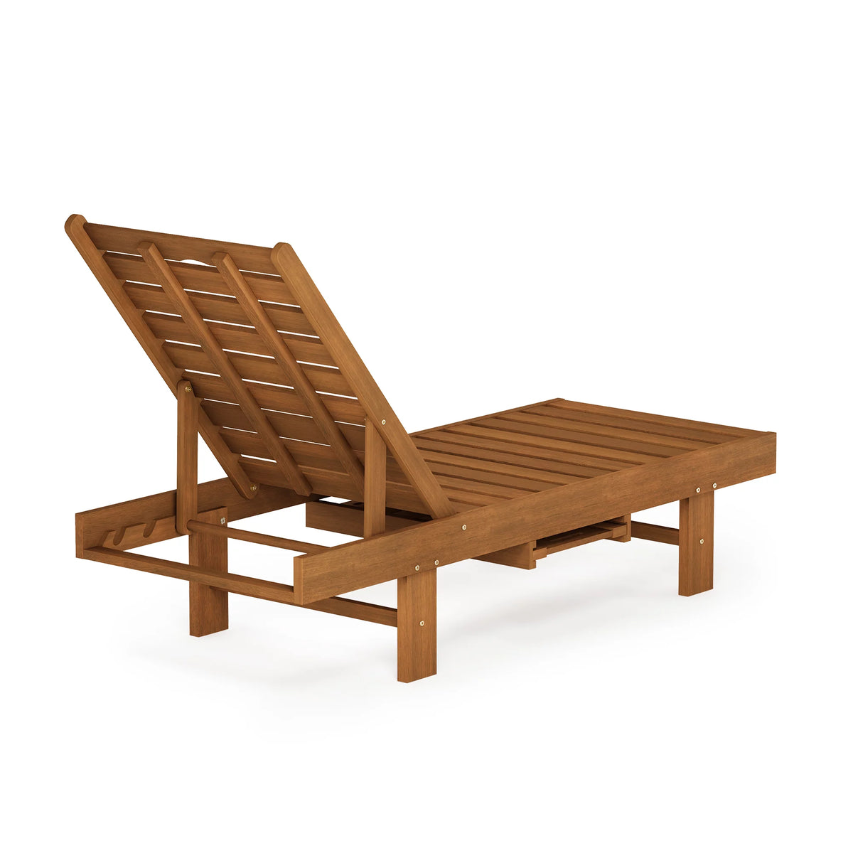 Natural Hardwood Outdoor Sun Lounger with Tray J83718