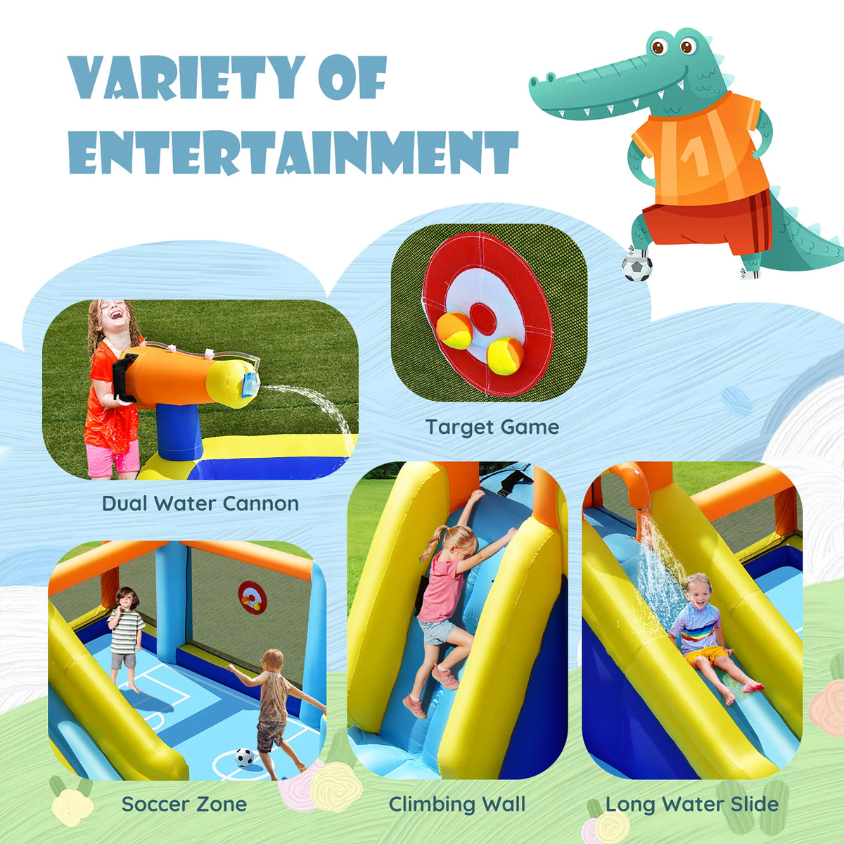 Inflatable Soccer Water Slide with Splash Pool C57000