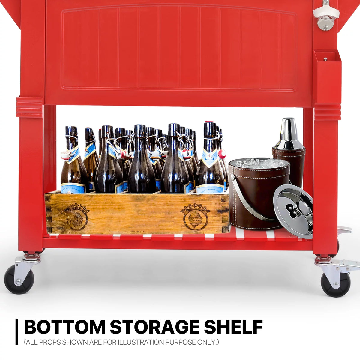 Portable Rolling Cooler Ice Chest with Wheels and Ice Scoop, Red C42688