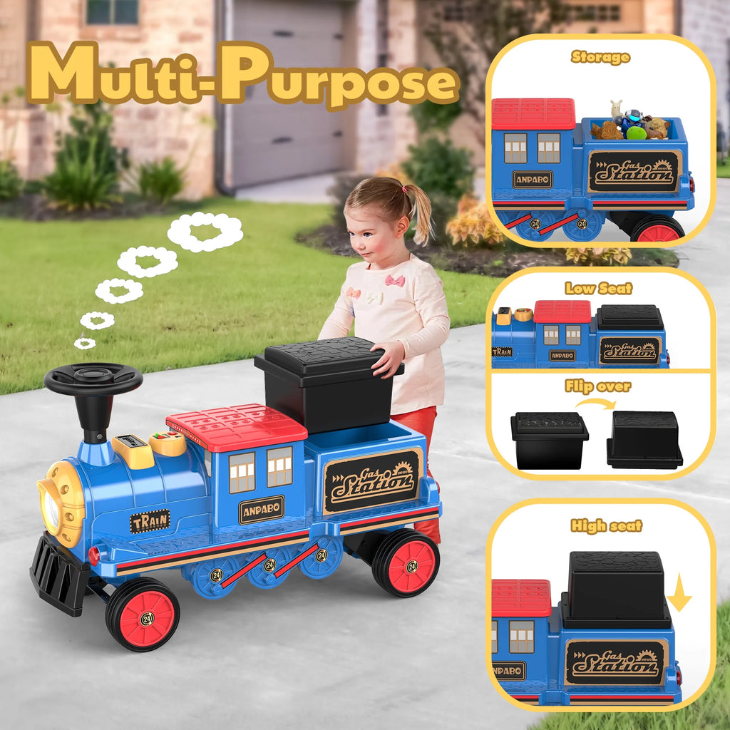 12 Volt 2 Seater Kids Ride on Train with Storage Box E859