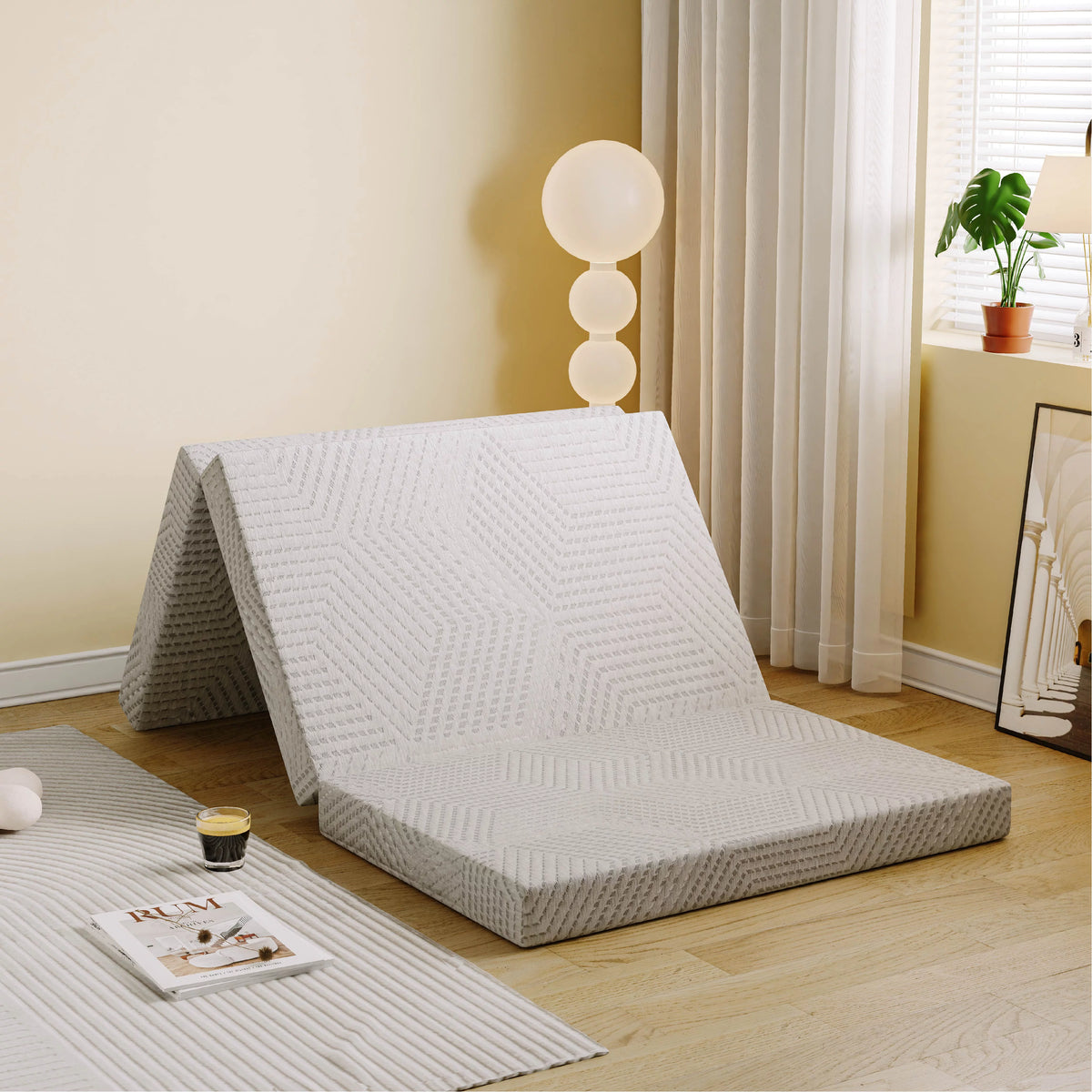 4 inch Tri Folding Memory Foam Mattress L18629