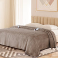 King Size Camel Flannel Heated Blanket Y348