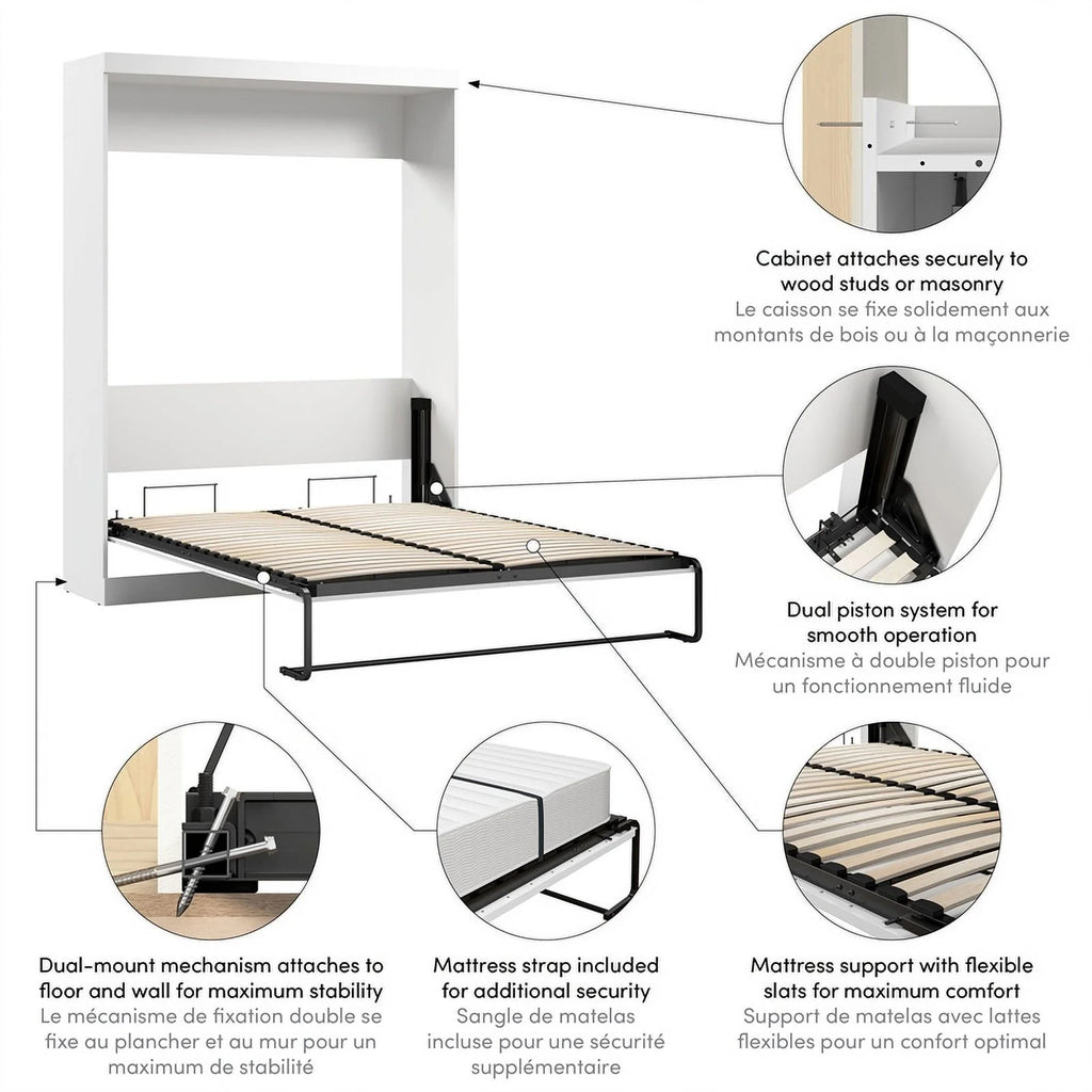 White Queen Wall Bed R790945