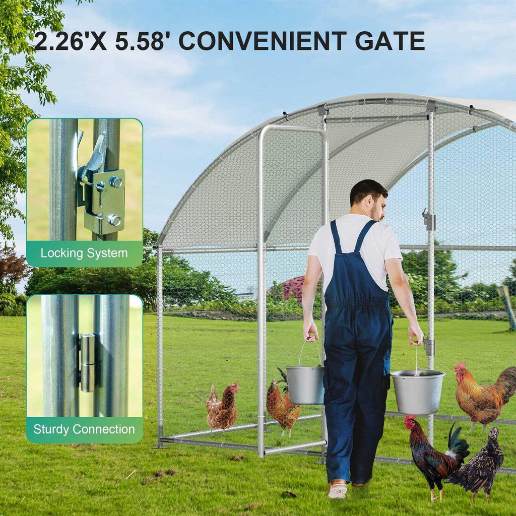 Large Metal Chicken Coop with Waterproof Cover E8331