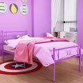 Pink Twin Metal Platform Bed with Headboard and Footboard J6880