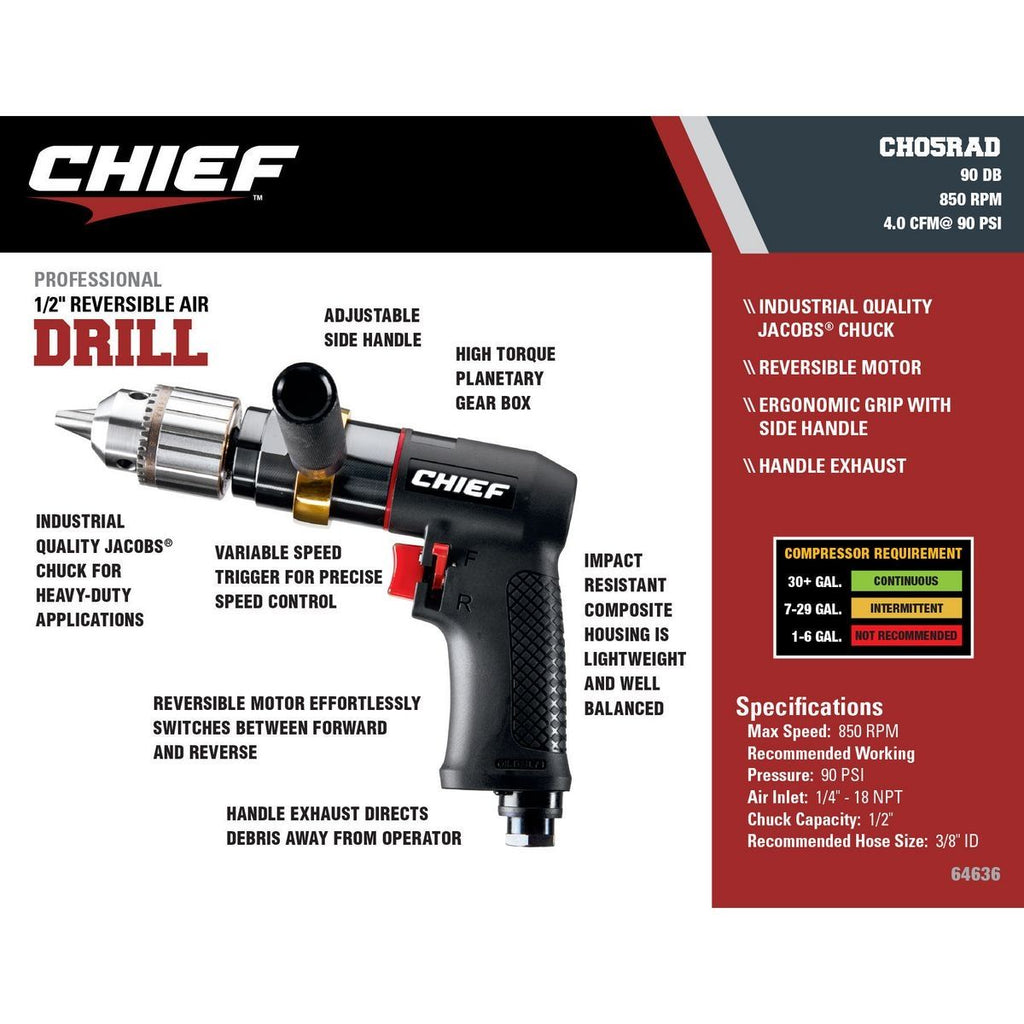 1/2 in. Reversible Air Drill Z90409