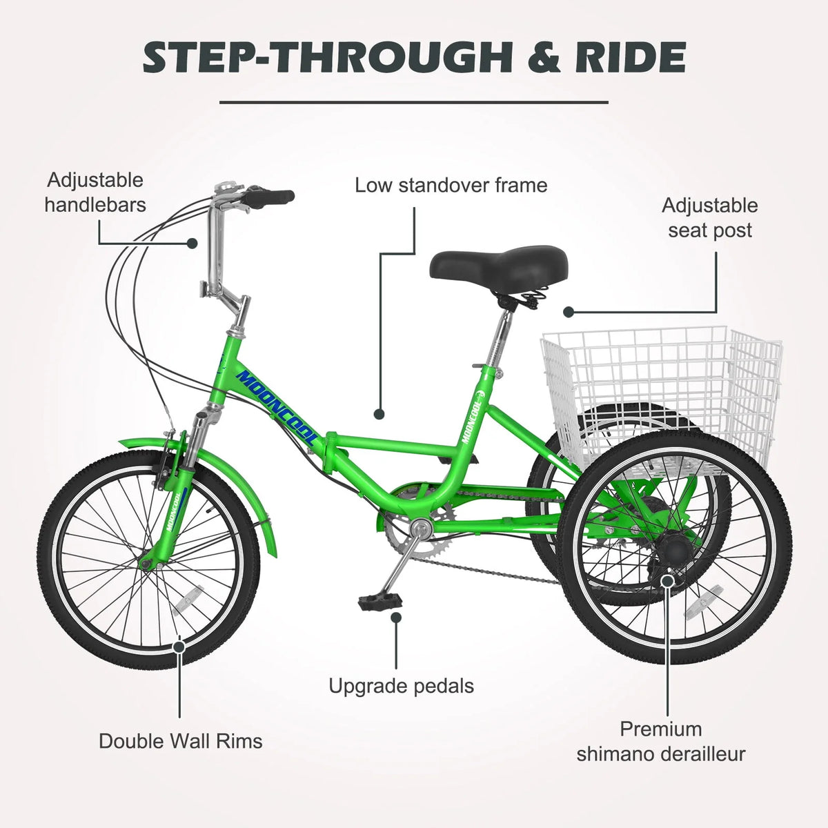 24 Inch 7-Speed 3 Wheels Folding Tricycle A24909