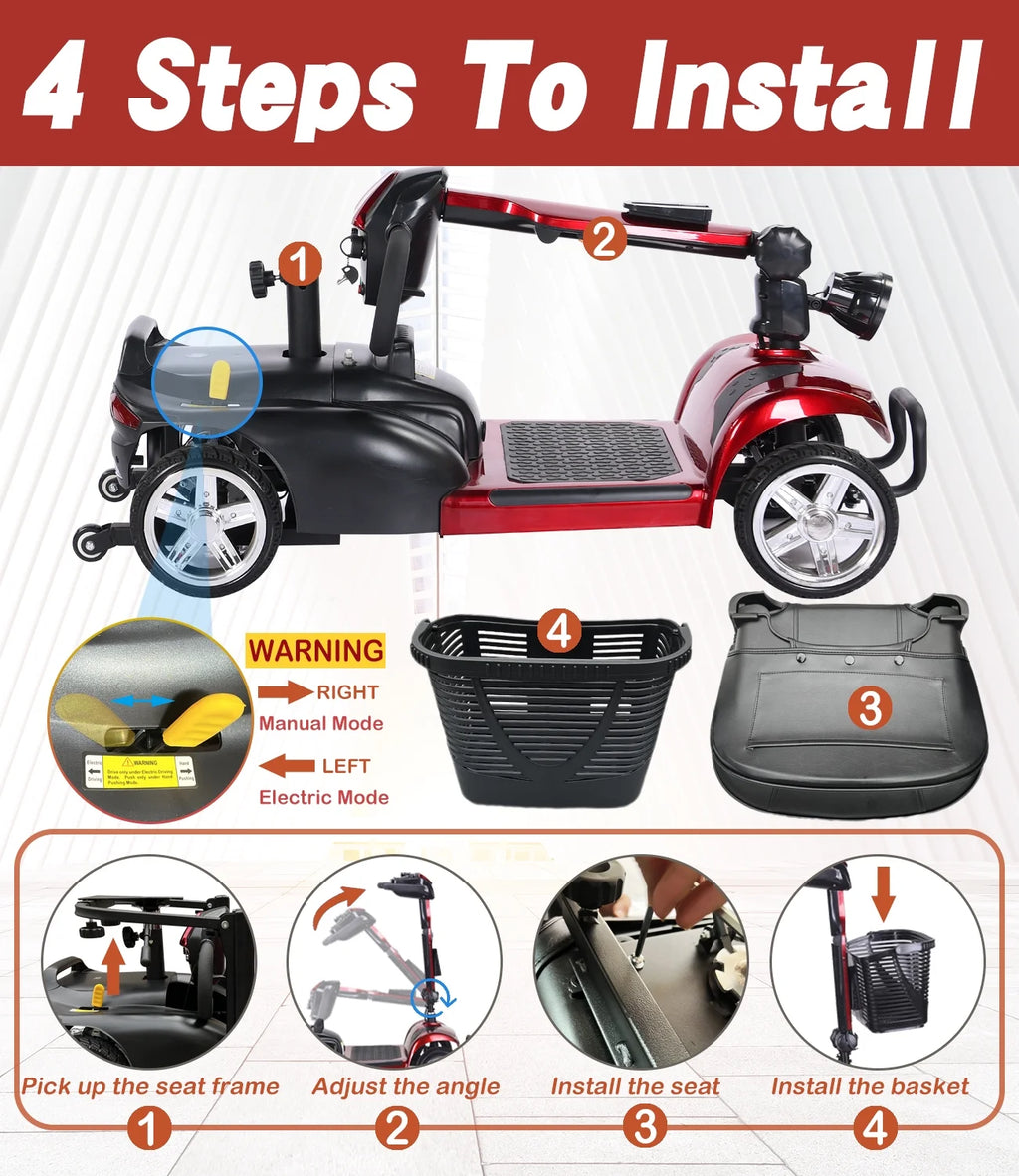 4 Wheel Electric Powered Mobility Scooter X1649