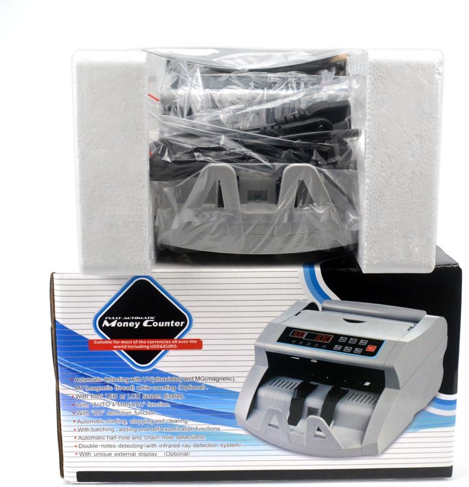 Money Counter Machine with UV/MG/IR/DD Counterfeit Detection, LCD Display W1013