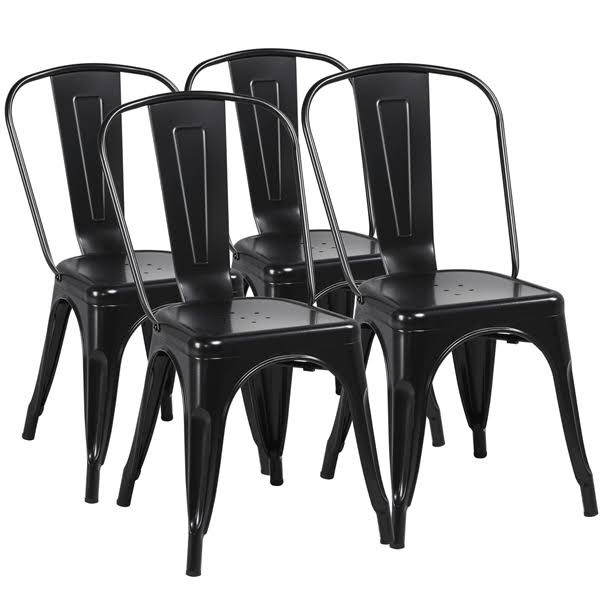 Black Metal Dining Chairs Set of 4 Y62553