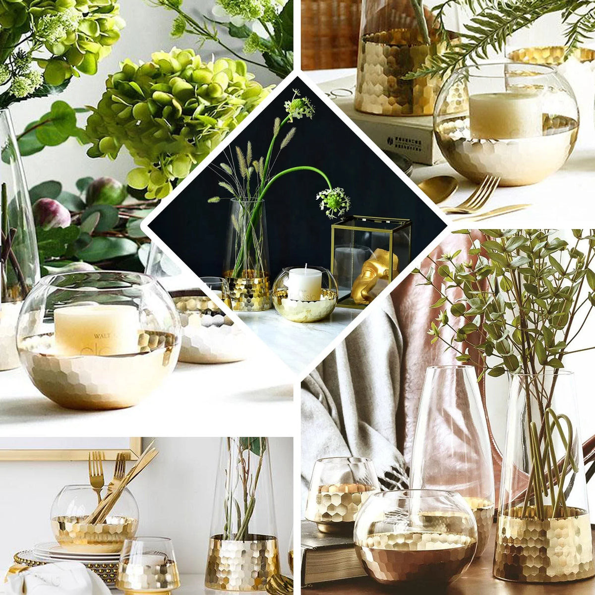 4.5" Gold Glass Candle Holders S7524