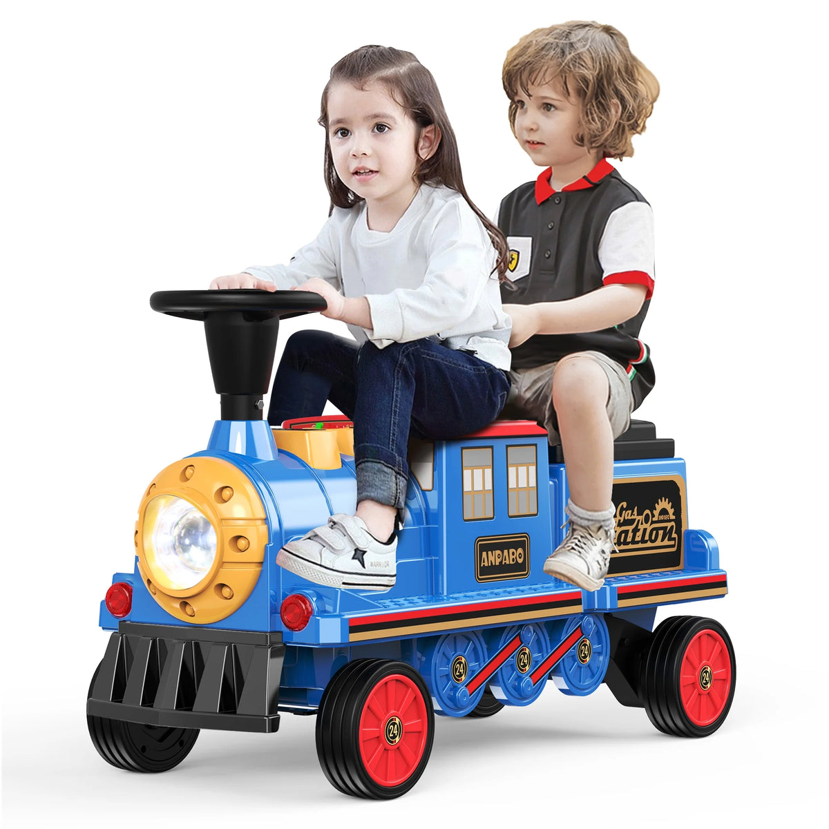 12 Volt 2 Seater Kids Ride on Train with Storage Box E859