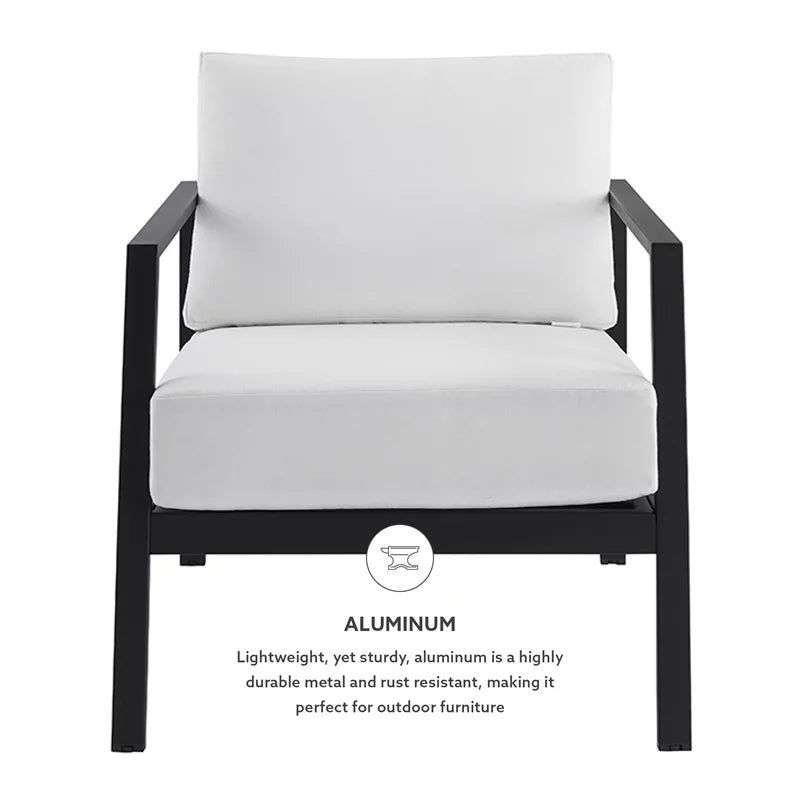 Lightweight Aluminum Outdoor Chair with White Cushions W58323