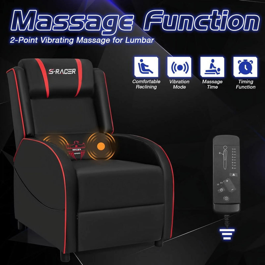 Purple PU Leather Massage Gaming Recliner Chair M37011