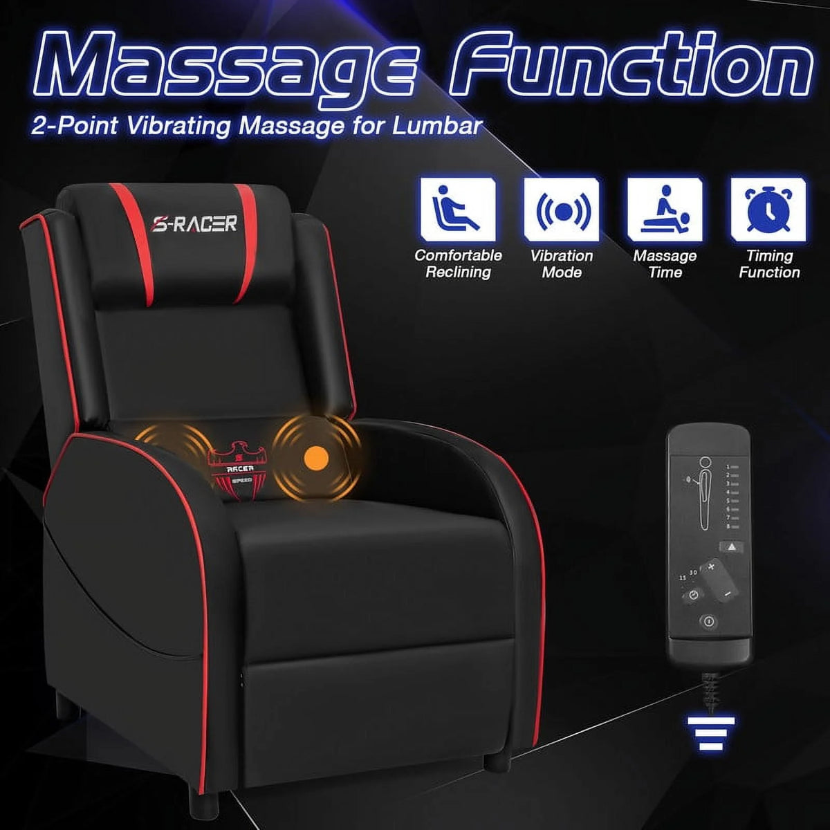 Purple PU Leather Massage Gaming Recliner Chair M37011