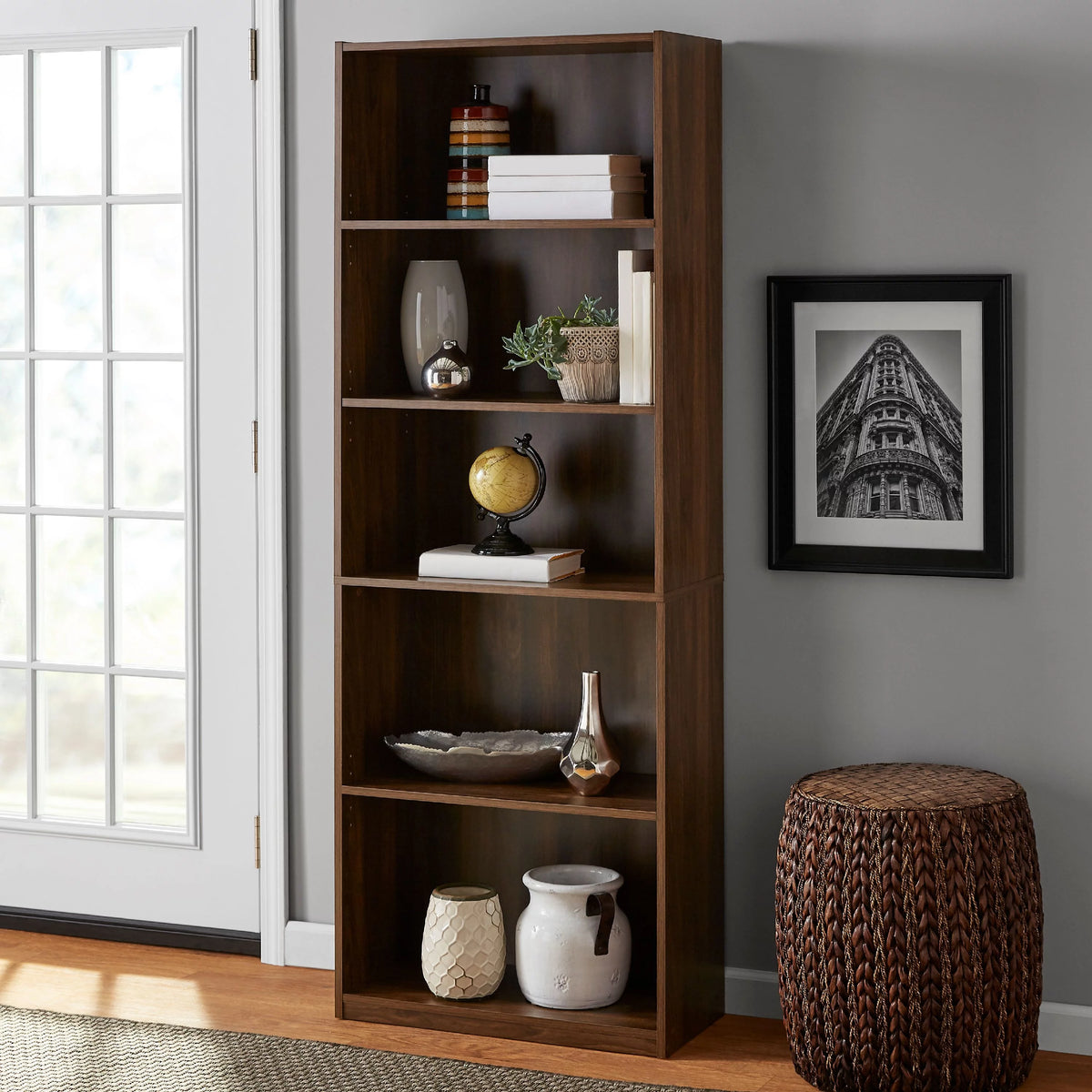 5-Shelf Bookcase with Adjustable Shelves D5019