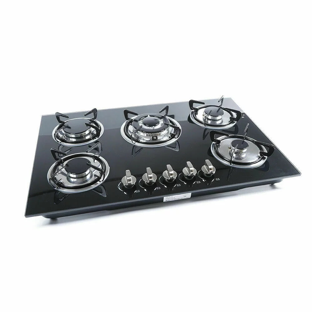 30" 5 Burners Black Tempered Glass Gas Cooktop V65073