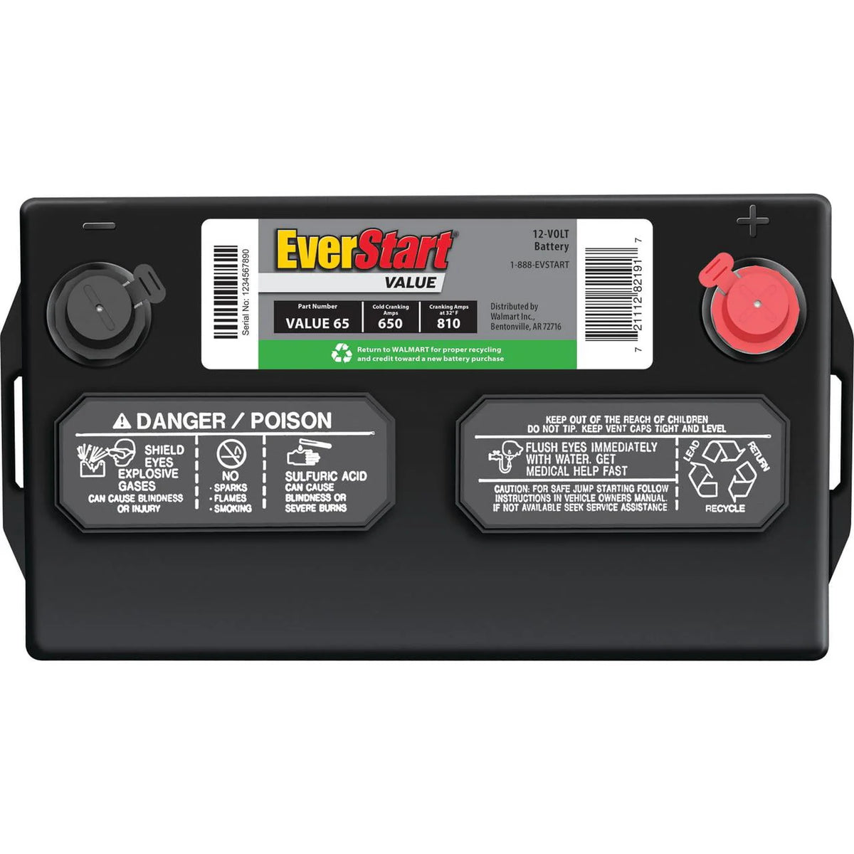 Lead Acid Automotive Battery Group Size 65 12 Volts 650 CCA B464515