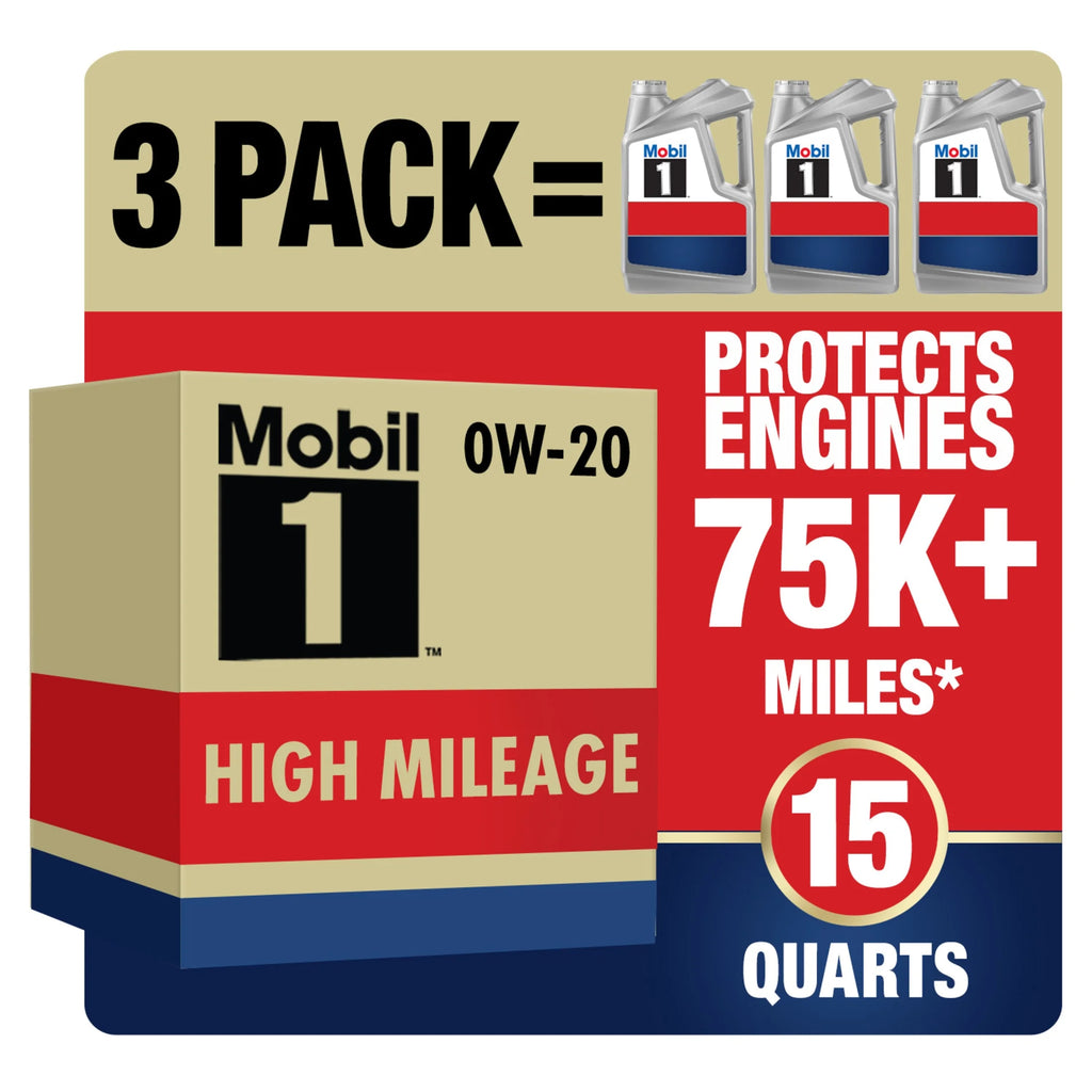 High Mileage Full Synthetic 0W-20 Motor Oil 5 Quart Pack of 3 L5393