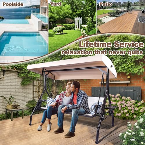 3 Person Patio Swing with Adjustable Canopy O8451