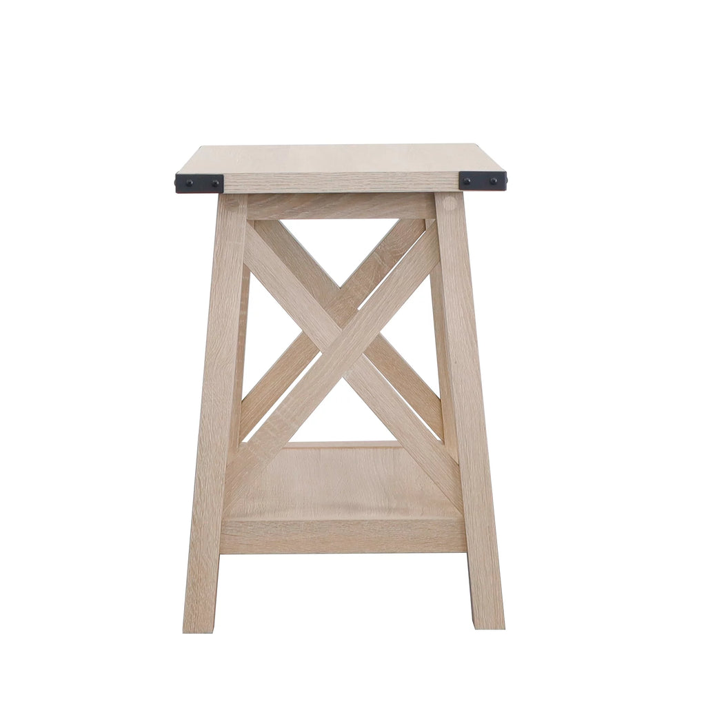 White Oak 2-Tier Wood End Table G8379