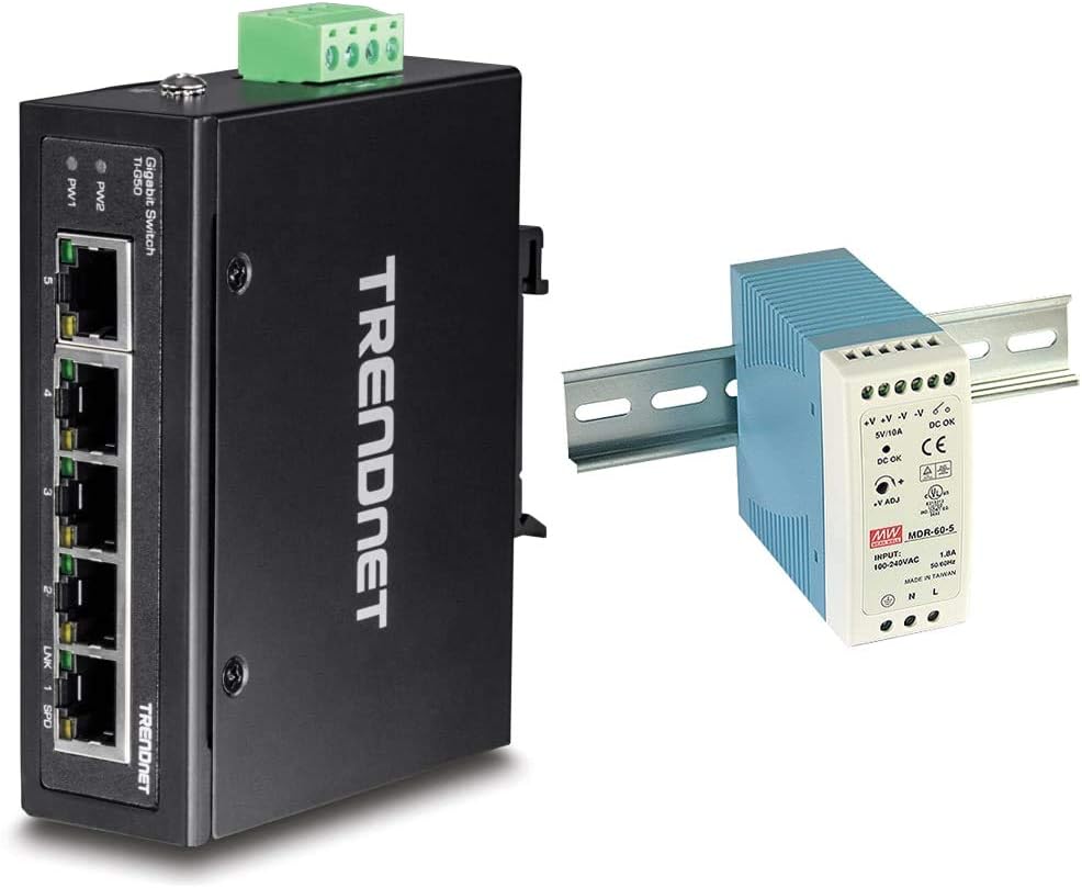 5-Port Hardened Industrial Gigabit DIN-Rail Network Switch H651701