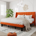 King Size Faux Leather Platform Bed Frame with Wingback Headboard H509